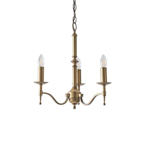 Interiors 1900 - Stanford - CA1P3B - Antique Brass 3 Light Chandelier