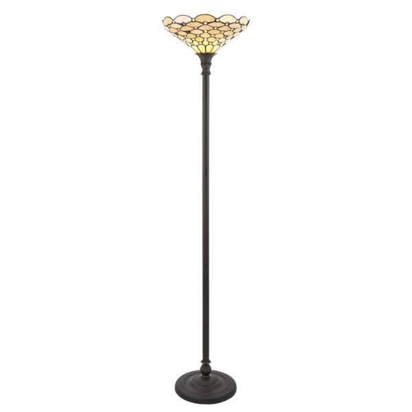 Interiors 1900 - Pearl - 64299 - Dark Bronze Tiffany Glass Uplighter Floor Lamp