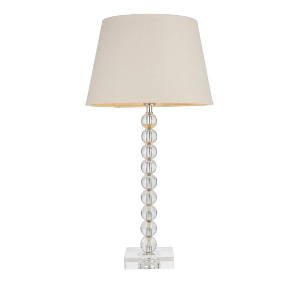 Endon Lighting - Adelie - 98360 - Nickel Clear Crystal Glass Grey Table Lamp With Shade