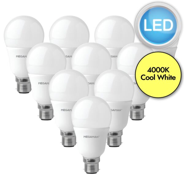 10 x 9.6W LED B22 Light Bulbs - Cool White