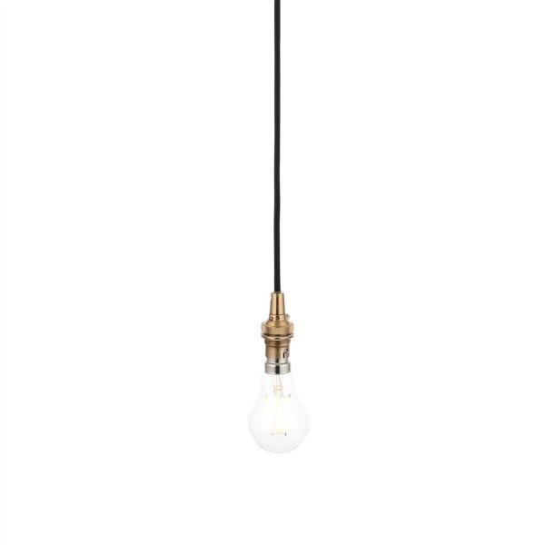 Endon Lighting - Eltham - 117662 - Aged Brass Black Twisted Ceiling Pendant Light