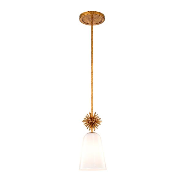 Elstead Lighting - Staring - STARING-MP-DG-OPAL - Distressed Gold Opal Glass Ceiling Pendant Light