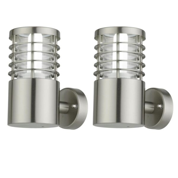 Set of 2 Bloom - Brushed Stainless Steel Outdoor Wall Lights