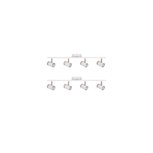 Set of 2 Stratton - White with Wood Detail Four Way Spotlights