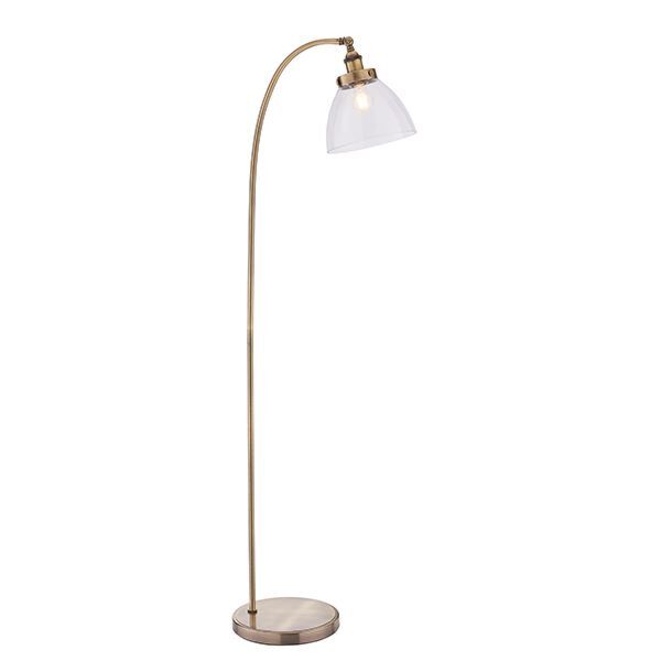 Endon Lighting - Hansen - 77860 - Antique Brass Clear Glass Floor Reading Lamp