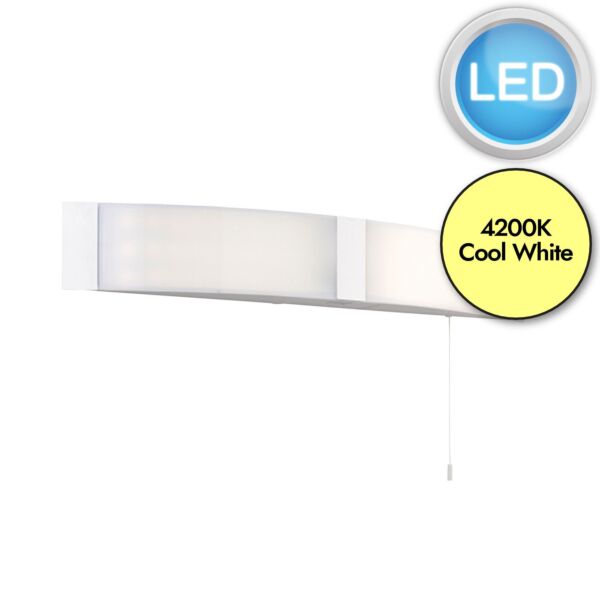 Endon Lighting - Onan - 70443 - LED Opal White 2 Light IP44 Pull Cord Bathroom Shaver Wall Light