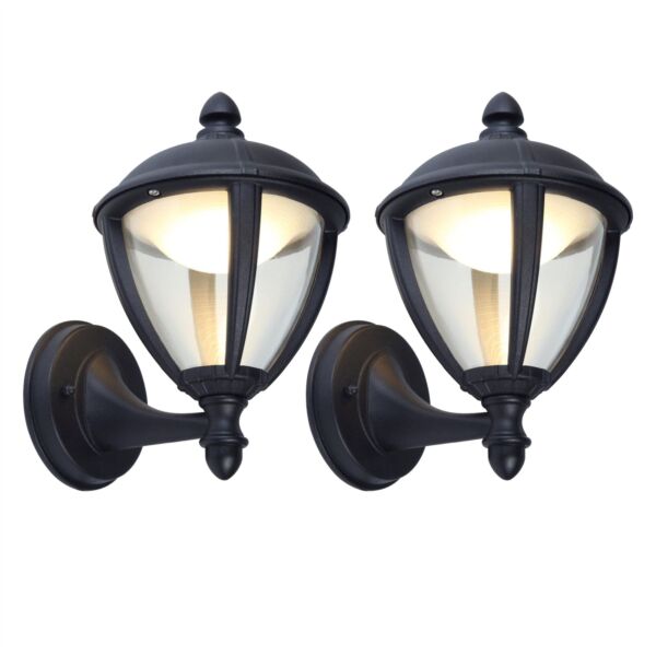Set of 2 Unite - Black LED Outdoor Porch Wall Lights