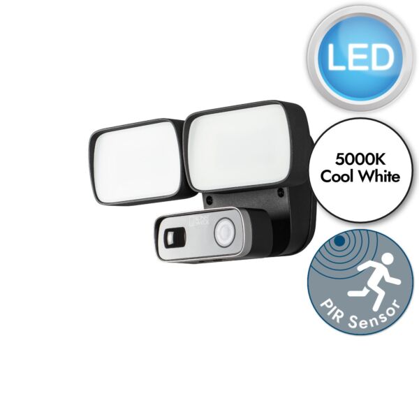 Konstsmide - Smartlight - 7869-750 - LED Black 2 Light IP54 Outdoor Sensor Floodlight