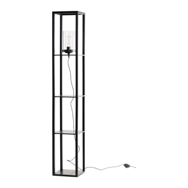 Giles - Shelved Unit Floor Lamp with Glass Shade