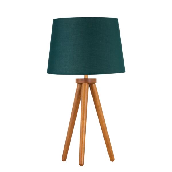 Voyage - Dark Oak Table Lamp or Bedside Light with Dark Green Shade