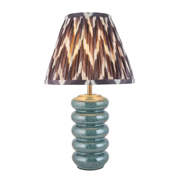Endon Lighting - Squash & Zigzag 25cm - 116484 - Ocean Spray Aged Brass Grey Ceramic Table Lamp With Shade