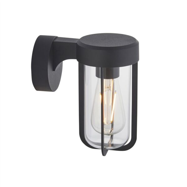 Endon Lighting - Lucca - 118758 - Black Clear Glass IP44 Outdoor Wall Light