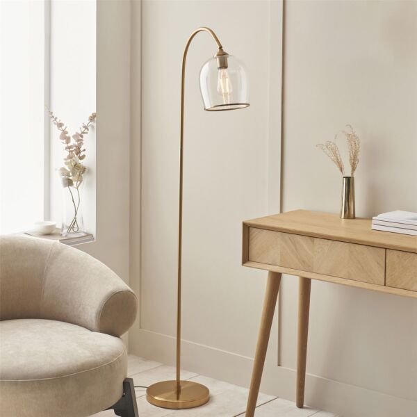 Endon Lighting - Ashcroft - 120620 - Aged Brass Clear Glass Floor Lamp