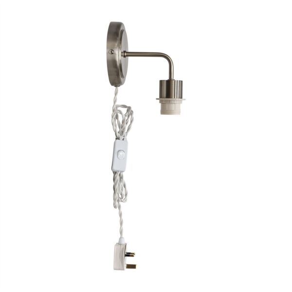 Toby - Satin Nickel Plug in Wall Light Fitting Glass Not Included