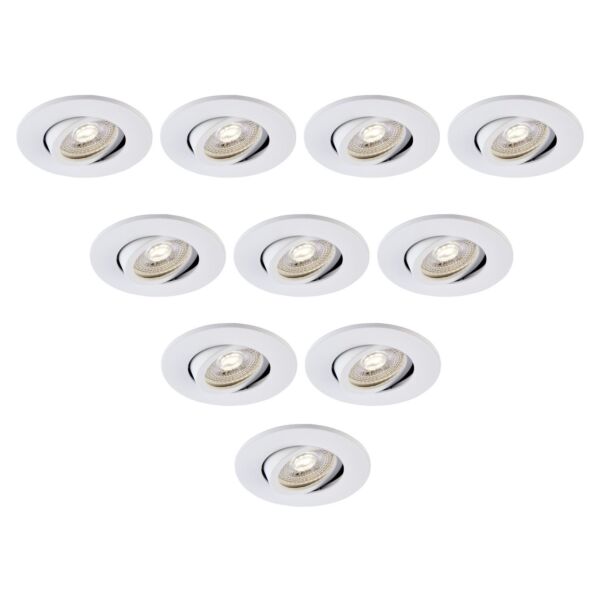 Saxby Lighting - Set of 10 Saxby ShieldONE 75 - 111577 & 113320 - White Tilt Recessed Fire Rated Ceiling Downlights