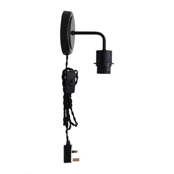 Toby - Black Plug in Wall Light Fitting Glass Not Included