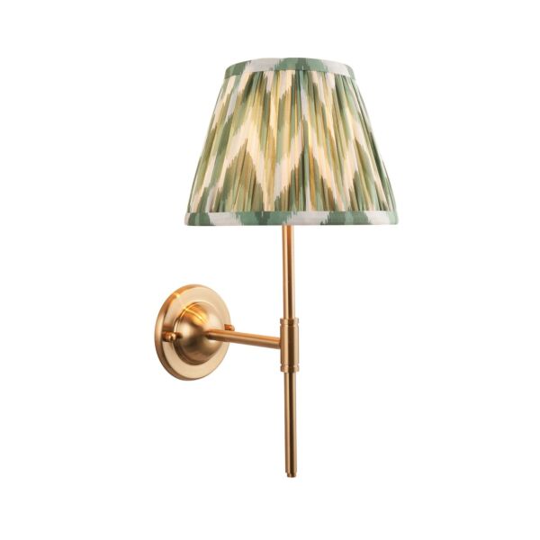 Endon Lighting - Dome T Bar & Zigzag 20cm - 115975 - Aged Brass Green Wall Light