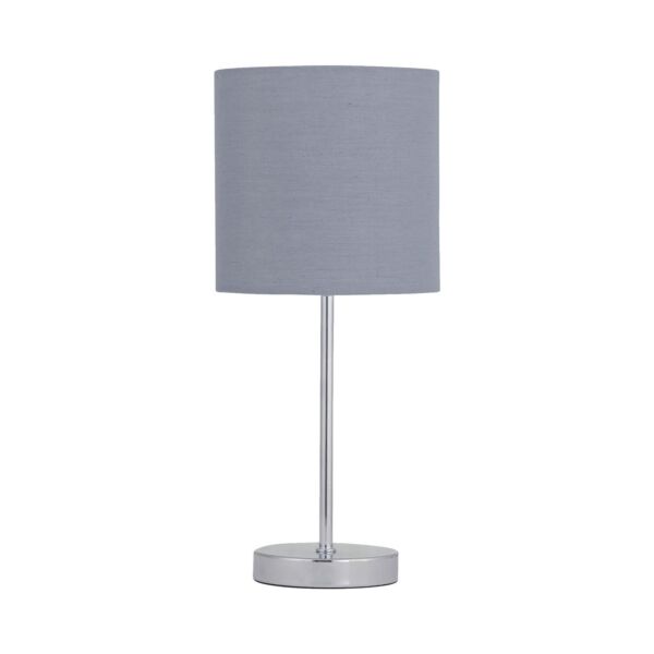 Chrome Touch Operated Table Lamp with Grey Cotton Shade
