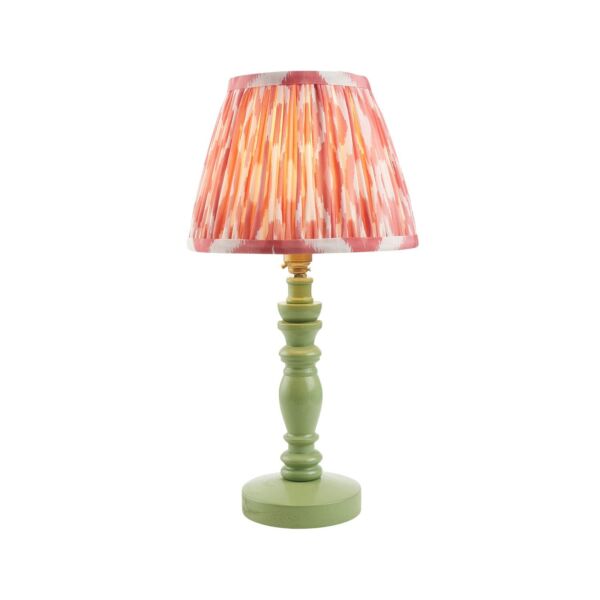 Endon Lighting - Bibury & Ikat 20cm - 115936 - Green Aged Brass Pink Table Lamp With Shade