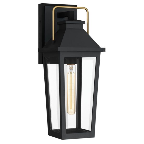 Quoizel Lighting - Buckley - QZ-BUCKLEY-M-MBK - Black Brass Clear Glass IP44 Outdoor Wall Light