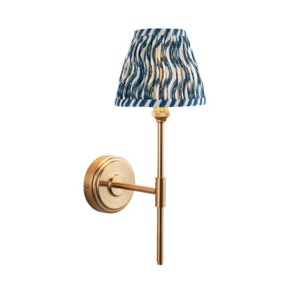 Endon Lighting - Step T Bar & Ripple 16cm - 115758 - Aged Brass Blue Wall Light