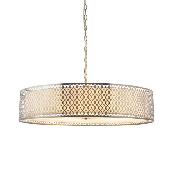 Endon Lighting - Cordero - 112758 - Satin Nickel Frosted Glass White 5 Light Ceiling Pendant Light