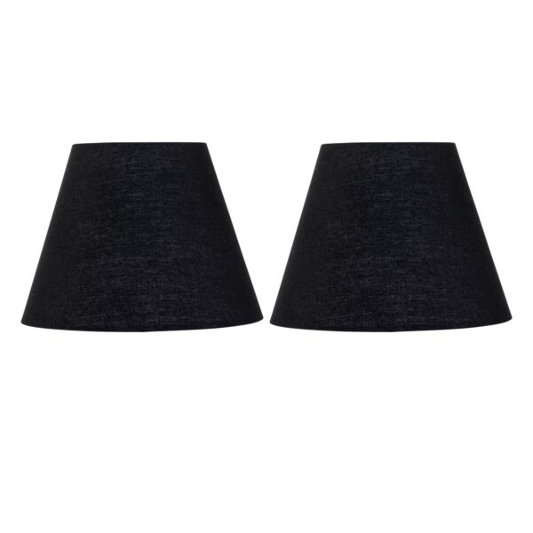 Set of 2 Black Cotton 20cm Diameter Tapered Fabric Lamp Shades