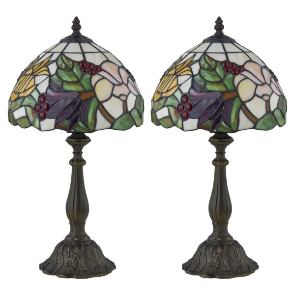 Set of 2 Burton - Tiffany Floral 47cm Table Lamps