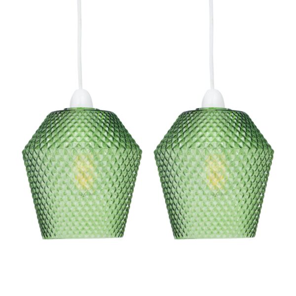 Set of 2 Porter - Green Textured Glass Easy Fit Pendant Shades