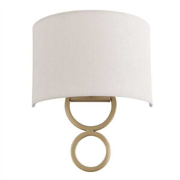 Carter - Satin Gold Wall Light with White Fabric Shade