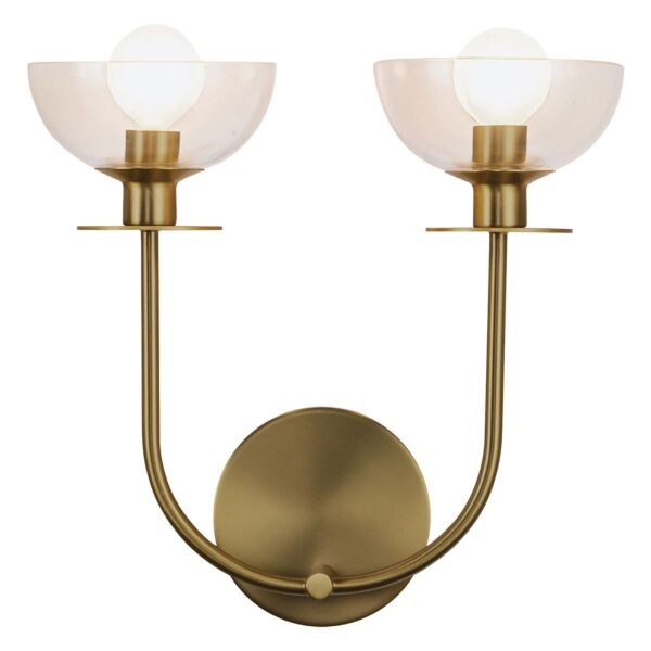 Elstead Lighting - Sylvia - ALM-SYLVIA-2WB-BG-CL - Gold Clear Glass 2 Light Wall Light
