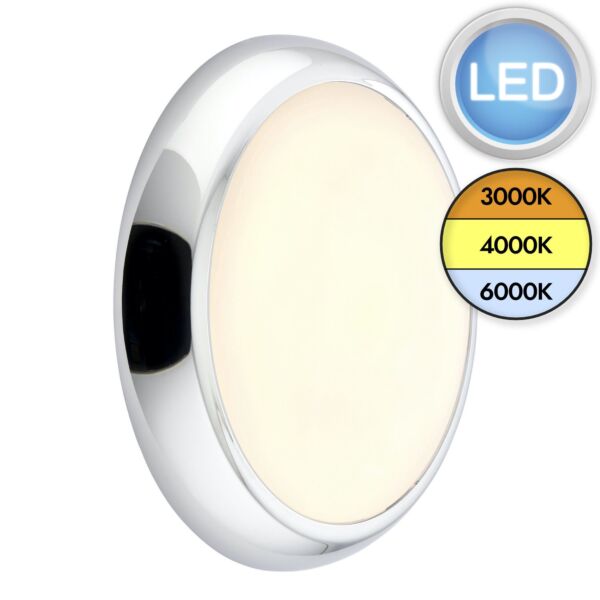 Saxby Lighting - Core CCT - 110965 & 110970 - LED Chrome Opal IP65 Outdoor Bulkhead Light