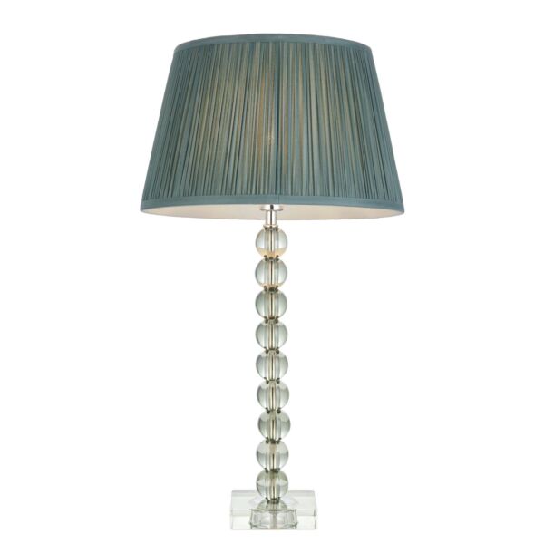 Endon Lighting - Adelie - 100345 - Green Tint Crystal Glass Nickel Fir Table Lamp With Shade
