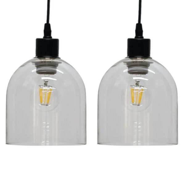 Set of 2 Belten - Clear Glass Cloche Easy Fit Pendant Shades