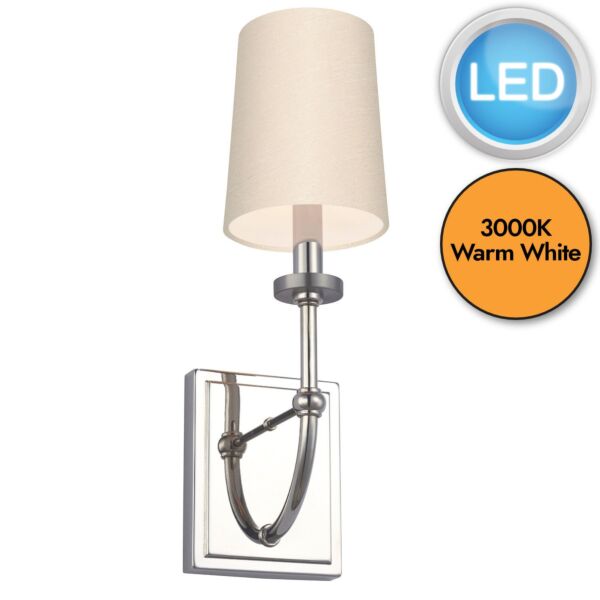 Quintiesse - Felixstowe - QN-FELIXSTOWE1-C - LED Chrome Taupe IP44 Bathroom Wall Light