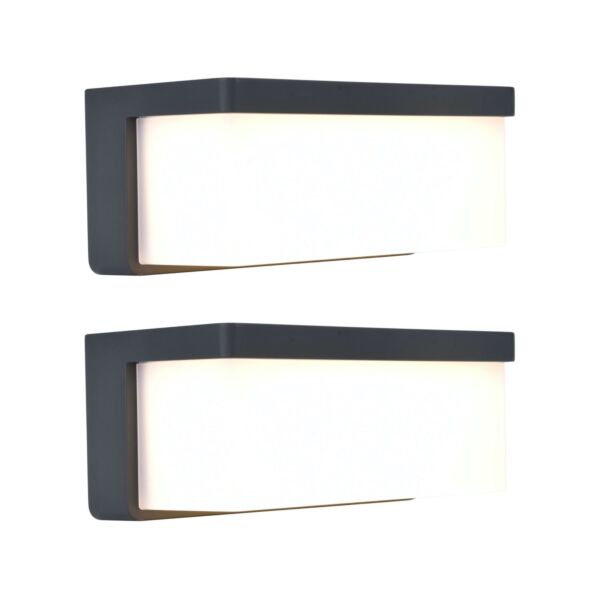 Set of 2 Zelna - LED Dark Grey Opal IP44 Outdoor Wall Washer Lights