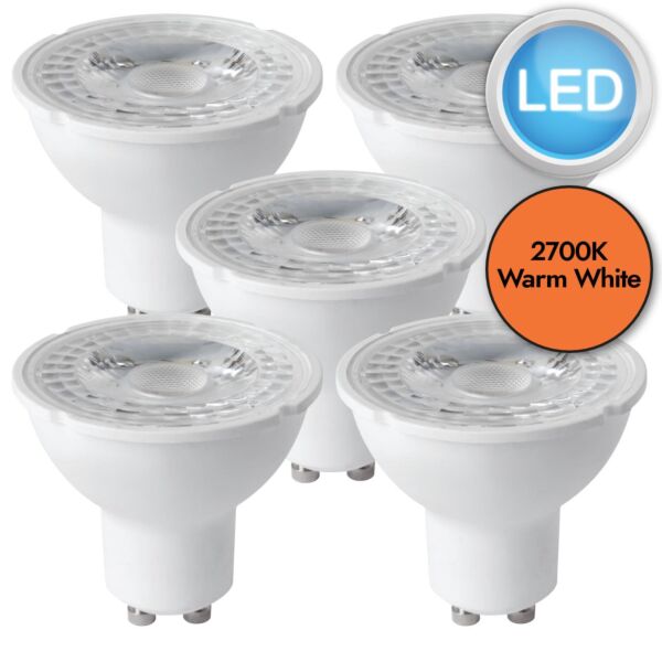 5 x 5W LED GU10 Dimming Light Bulbs - Warm White