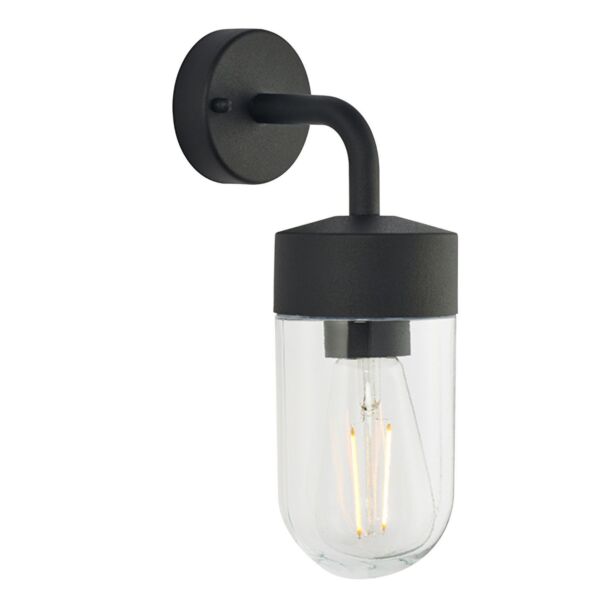 Endon Lighting - North - 79792 - Black Clear Glass IP44 Outdoor Wall Light