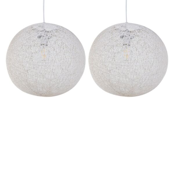 Set of 2 Abaca - White 14" Globe Ceiling Light Shades