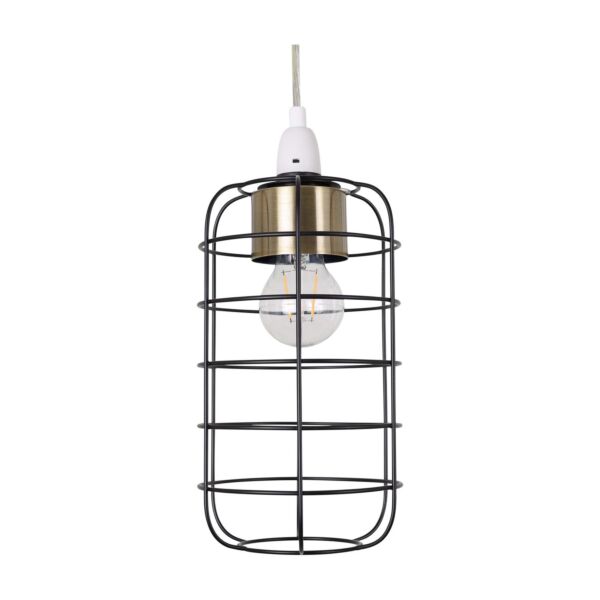 Cage - Black and Antique Brass Industrial Style Easy Fit Pendant Shade