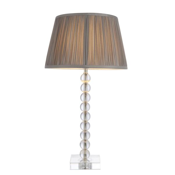 Endon Lighting - Adelie - 98351 - Nickel Clear Crystal Glass Charcoal Table Lamp With Shade