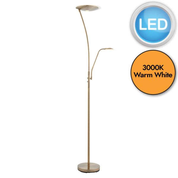 Endon Lighting - Alassio - 73080 - LED Antique Brass Frosted Mother & Child Floor Lamp