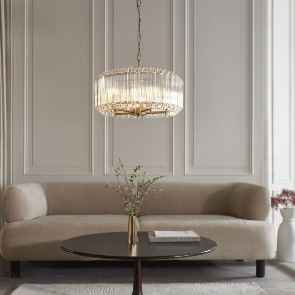 Endon Lighting - Valentina - 117515 - Aged Brass Clear Glass 5 Light Ceiling Pendant Light