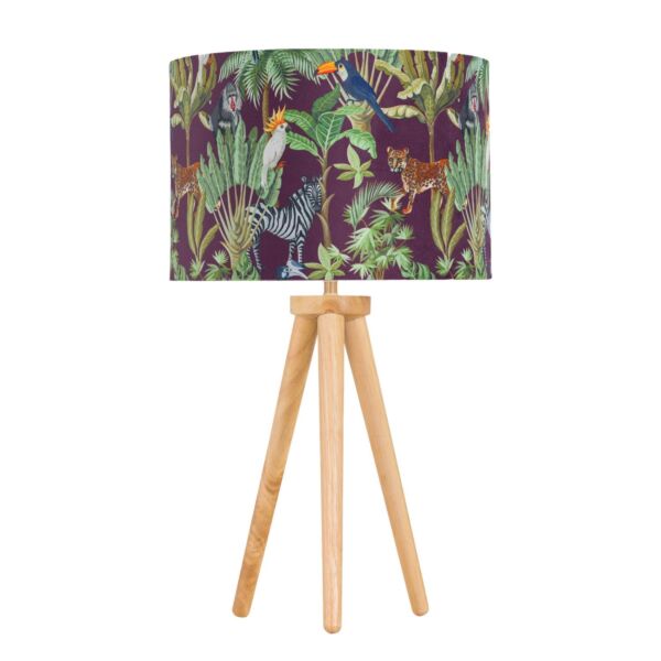 Voyage - Light Oak Table Lamp or Bedside Light with Safari Shade