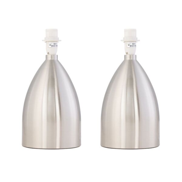 Set of 2 Valetina - Brushed Chrome Touch Operated Lamp Bases