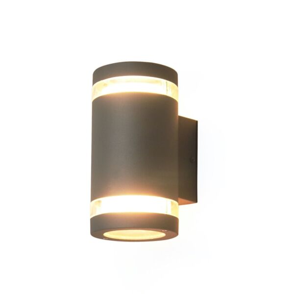 Lutec - Lins - 5604601118 - Dark Grey Clear Glass 2 Light IP44 Outdoor Wall Washer Light
