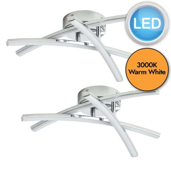 Set of 2 Yardley - LED Chrome Opal Flush Ceiling Lights