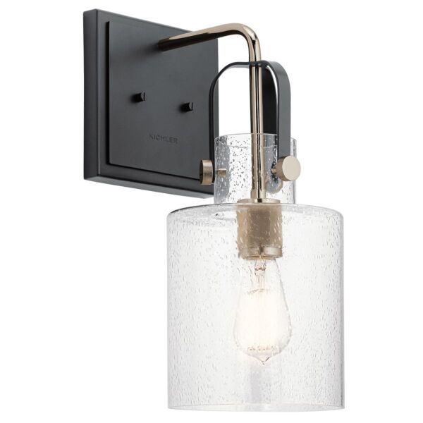 Quintiesse - Kitner - QN-KITNER1-PN - Nickel Clear Seeded Glass Wall Light