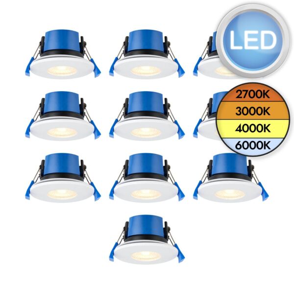 Saxby Lighting - Set of 10 ShieldPRO - 113640 - LED White Clear IP65 Bathroom Recessed Fire Rated Ceiling Downlights