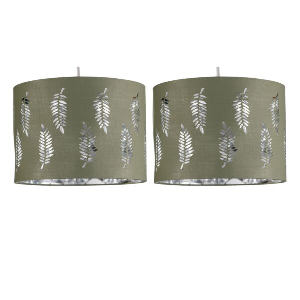Set of 2 Fern - Sage Green Cut Out 30cm Pendant Lightshades